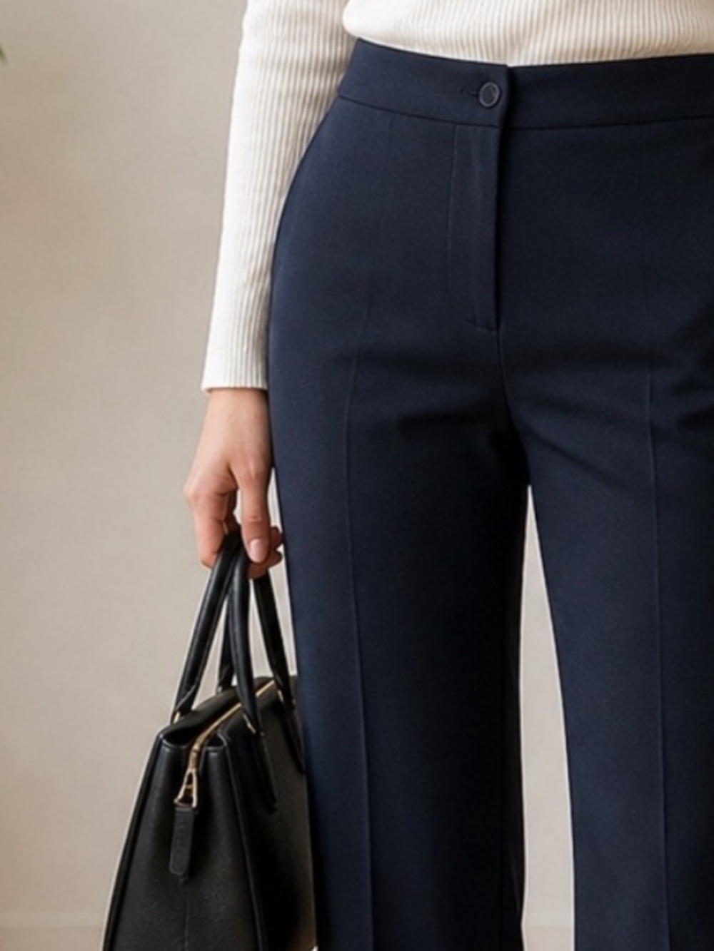 Addition Elle Navy Straight-Leg Dress Pants